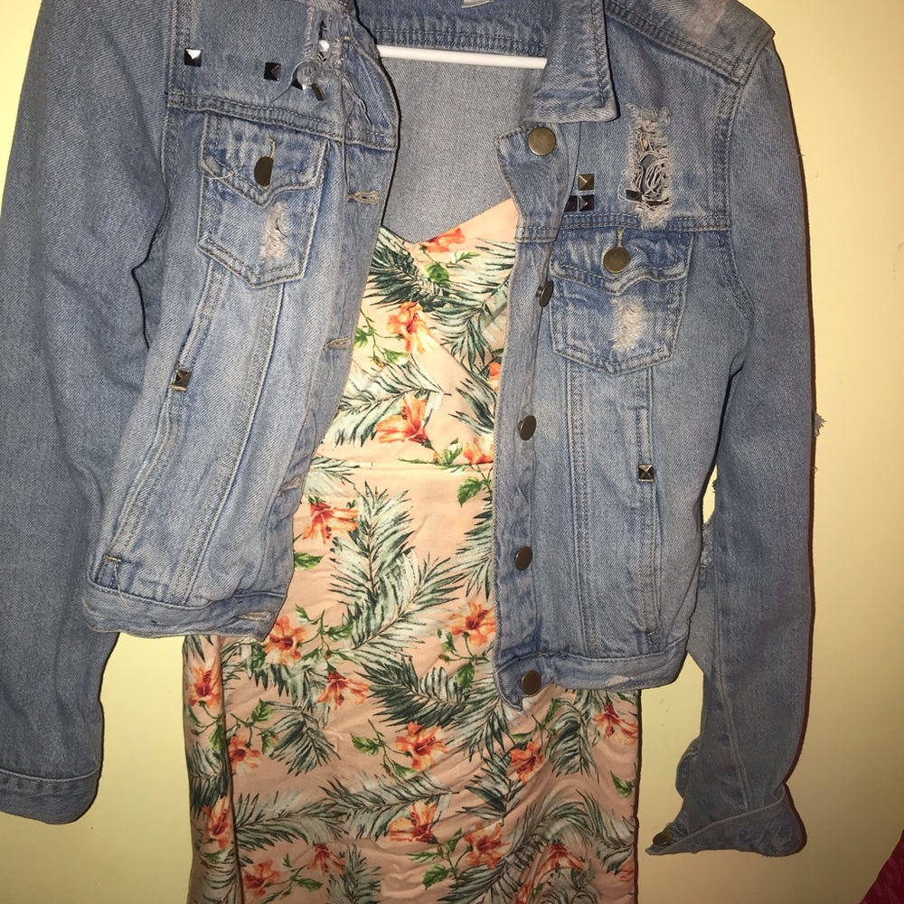 Cute floral dress with jean jacket
